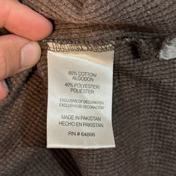 Lee Thermal Waffle Knit Shirt Men Large Brown Base Layer Y2K Long Sleeve Outdoor - Picture 6 of 10